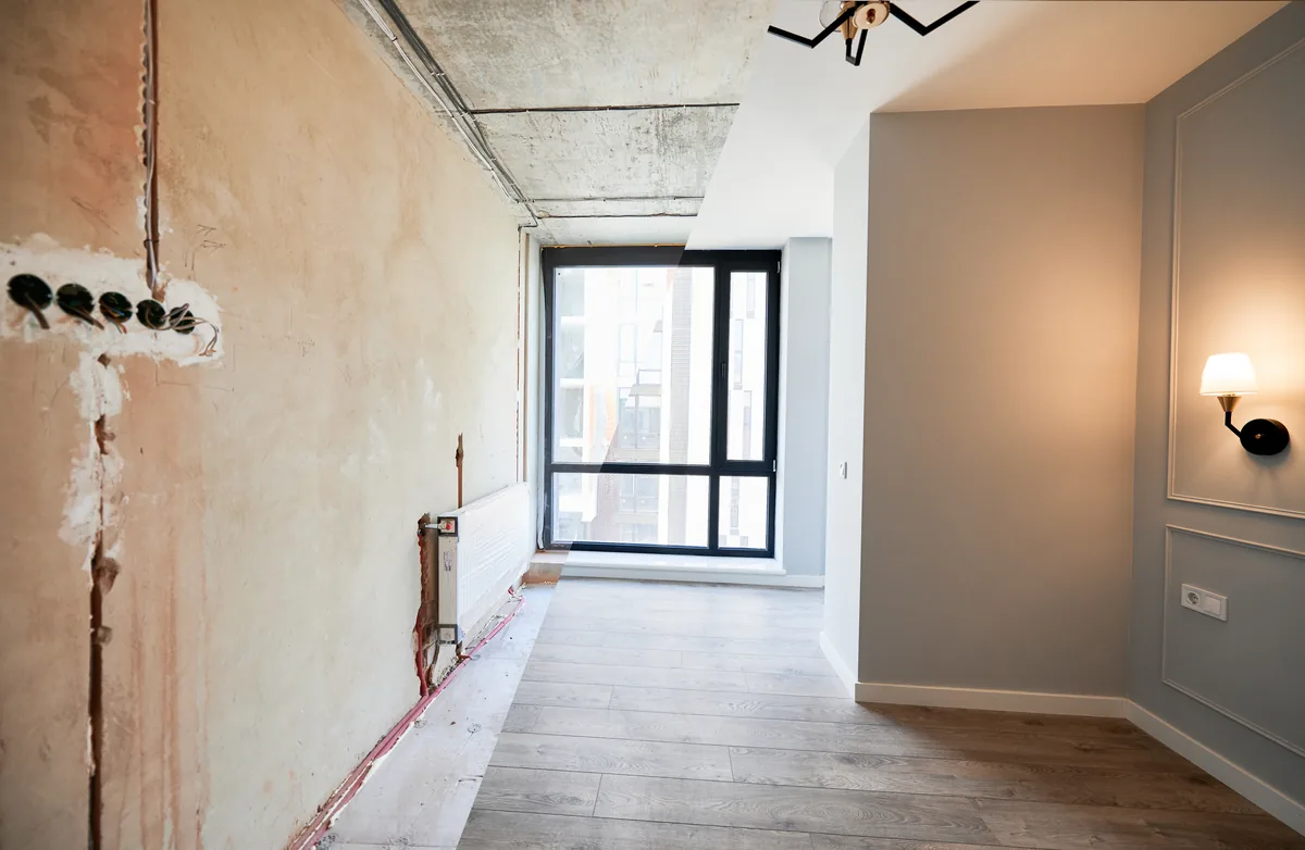 Apartment at different stages of renovation